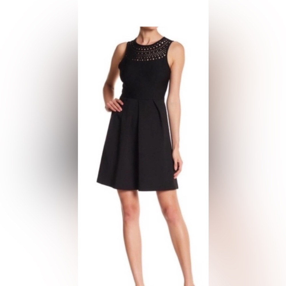 Amanda Uprichard Black Fit & Flare Laser Cutout Aries Dress